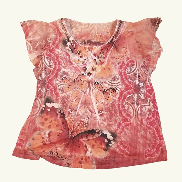 Womens plus butterfly top - Picture 3 of 7